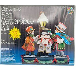 Vintage NOS Christmas Felt Centerpiece Kit 3161 Carolers Holiday Craft Set By Ho